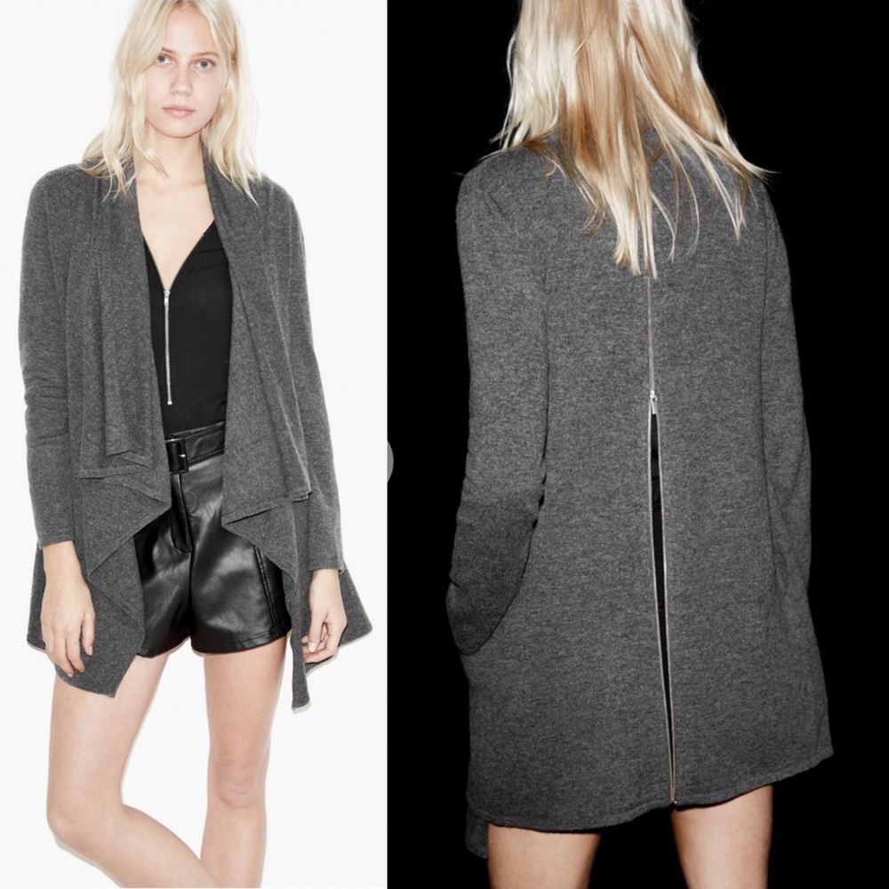 The Kooples Cashmere‎ Merino Wool Cardigan Zip Back